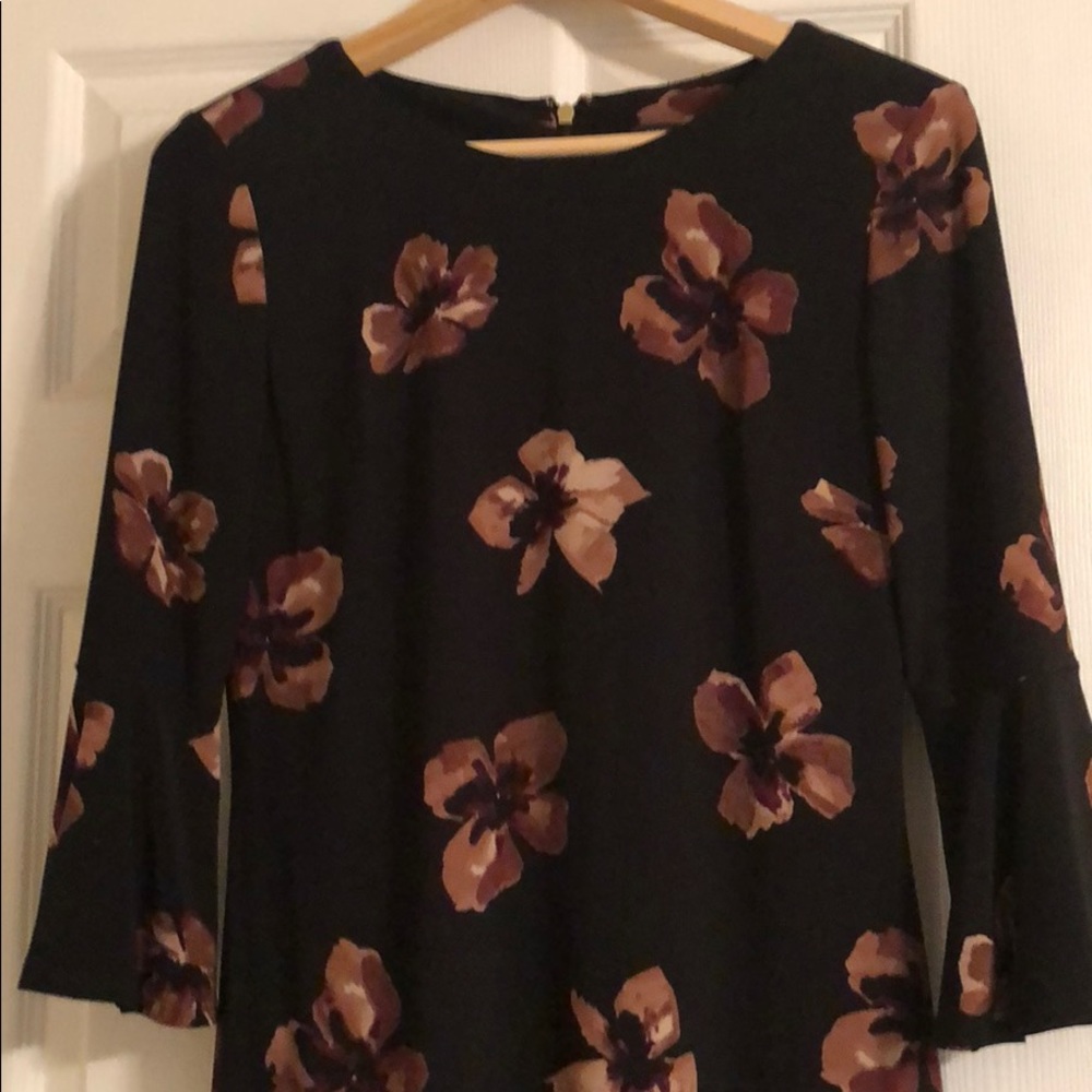 Tommy Hilfiger Black and Brown Floral Midi